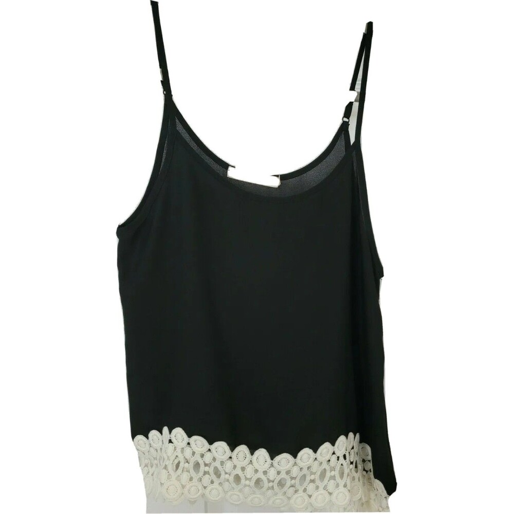 Liberty Love Tank Top Womens Small Black White Lace